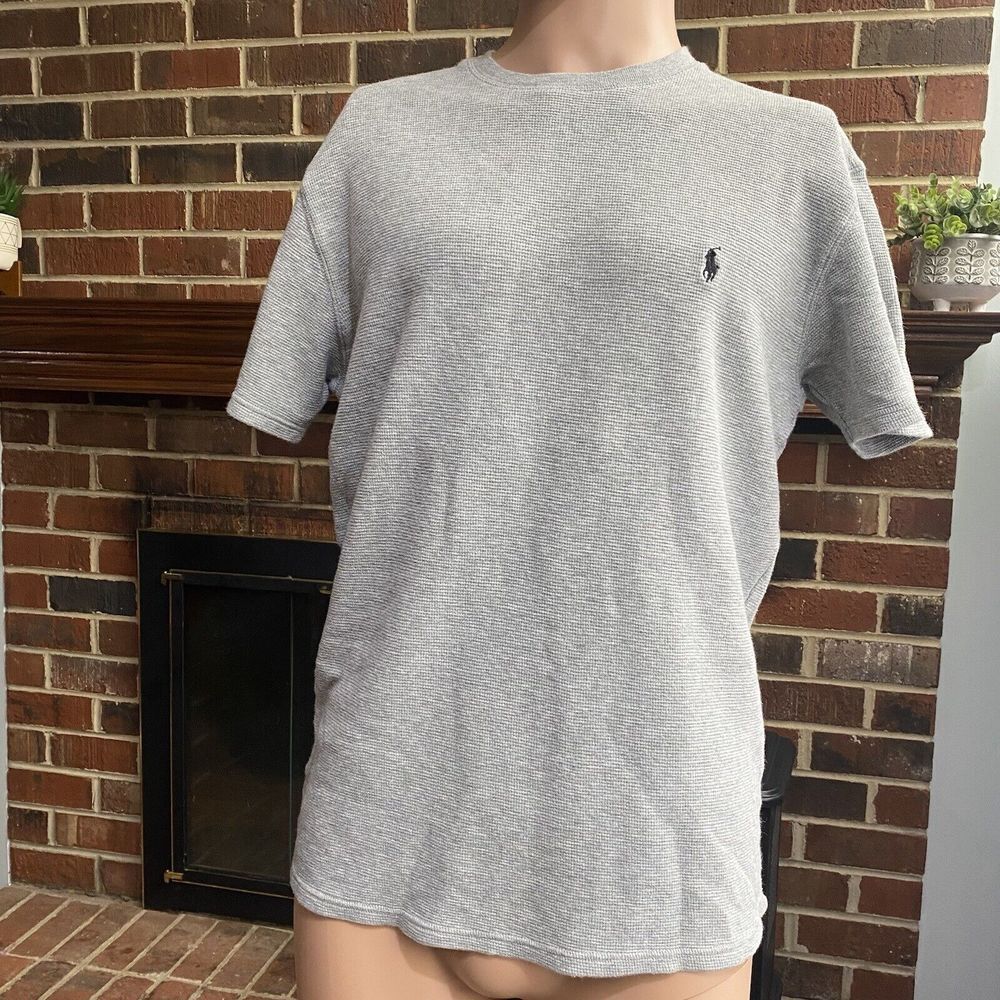 Polo Ralph Lauren Shirt Men's Large Gray‎ Sleepwear Thermal Short Sleeve Cotton